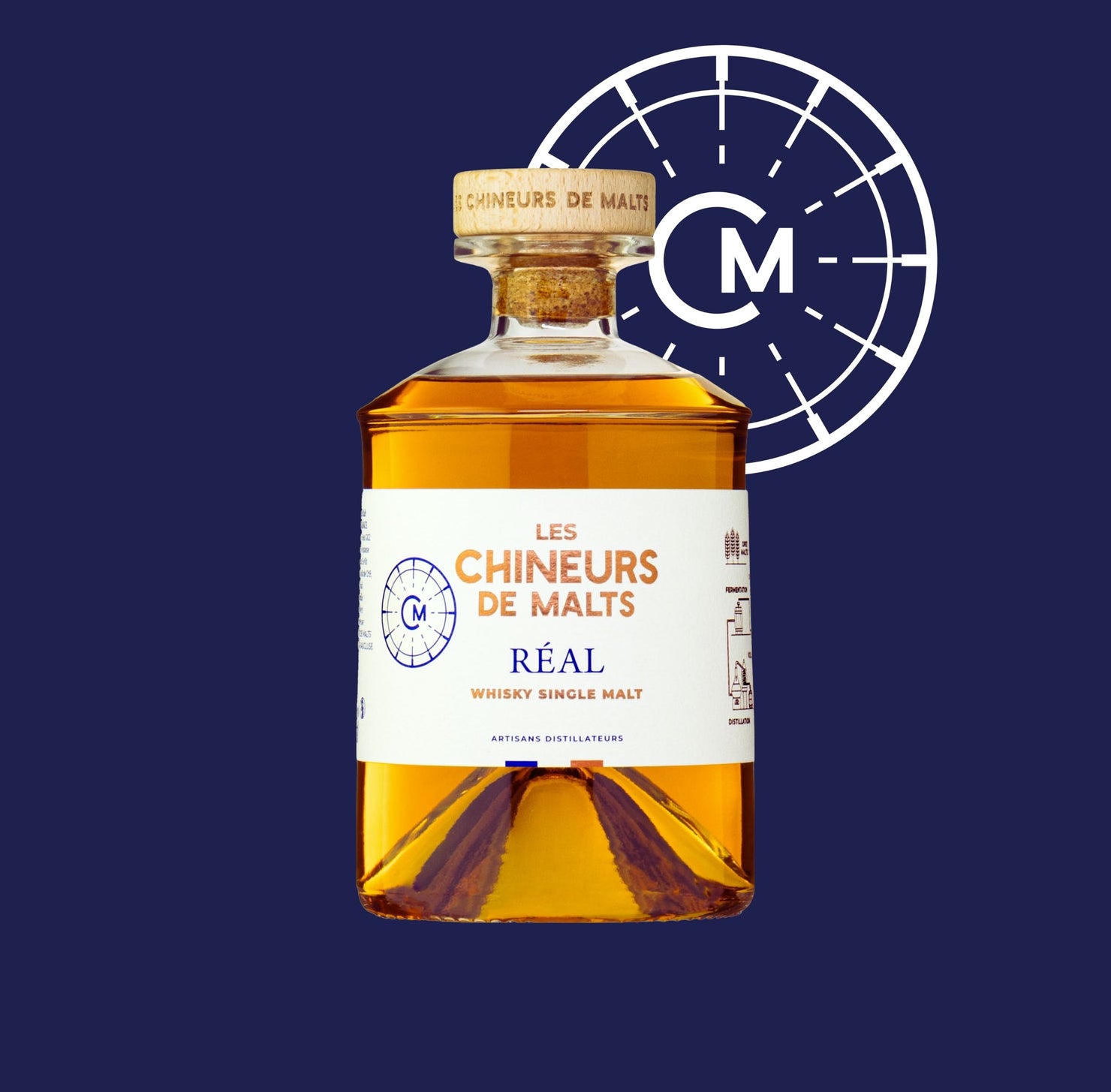 Bouteille de whisky single malt Réal par Les Chineurs de Malts au Thor, élevé en ex-fûts de bourbon et ex-fûts de Châteuneuf-du-Pape