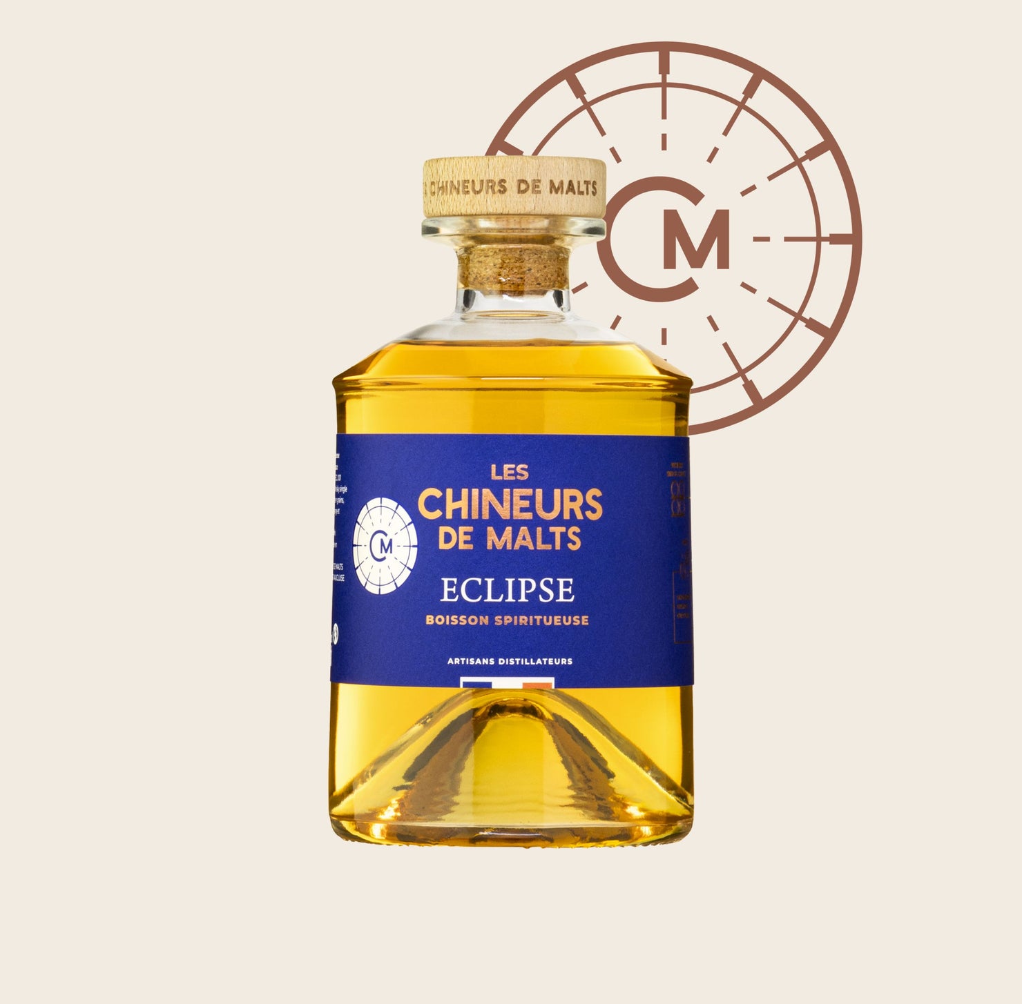 Bouteille de liqueur de whisky  café miel gingembre et curcuma Eclipse par Les Chineurs de Malts au Thor