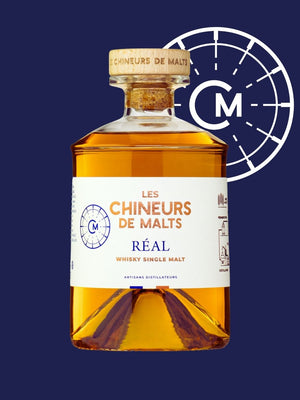 Bouteille de whisky single malt Réal par Les Chineurs de Malts au Thor, élevé en ex-fûts de bourbon et ex-fûts de Châteuneuf-du-Pape