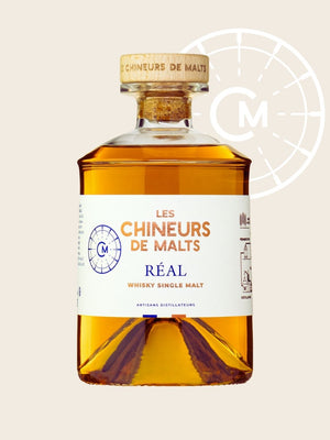 Bouteille de whisky single malt Réal par Les Chineurs de Malts au Thor, élevé en ex-fûts de bourbon et ex-fûts de Châteuneuf-du-Pape